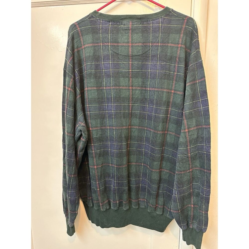 VTG Polo Golf Ralph Lauren Sweatshirt Men L Green Plaid Crewneck Pullover Tartan - Picture 5 of 6
